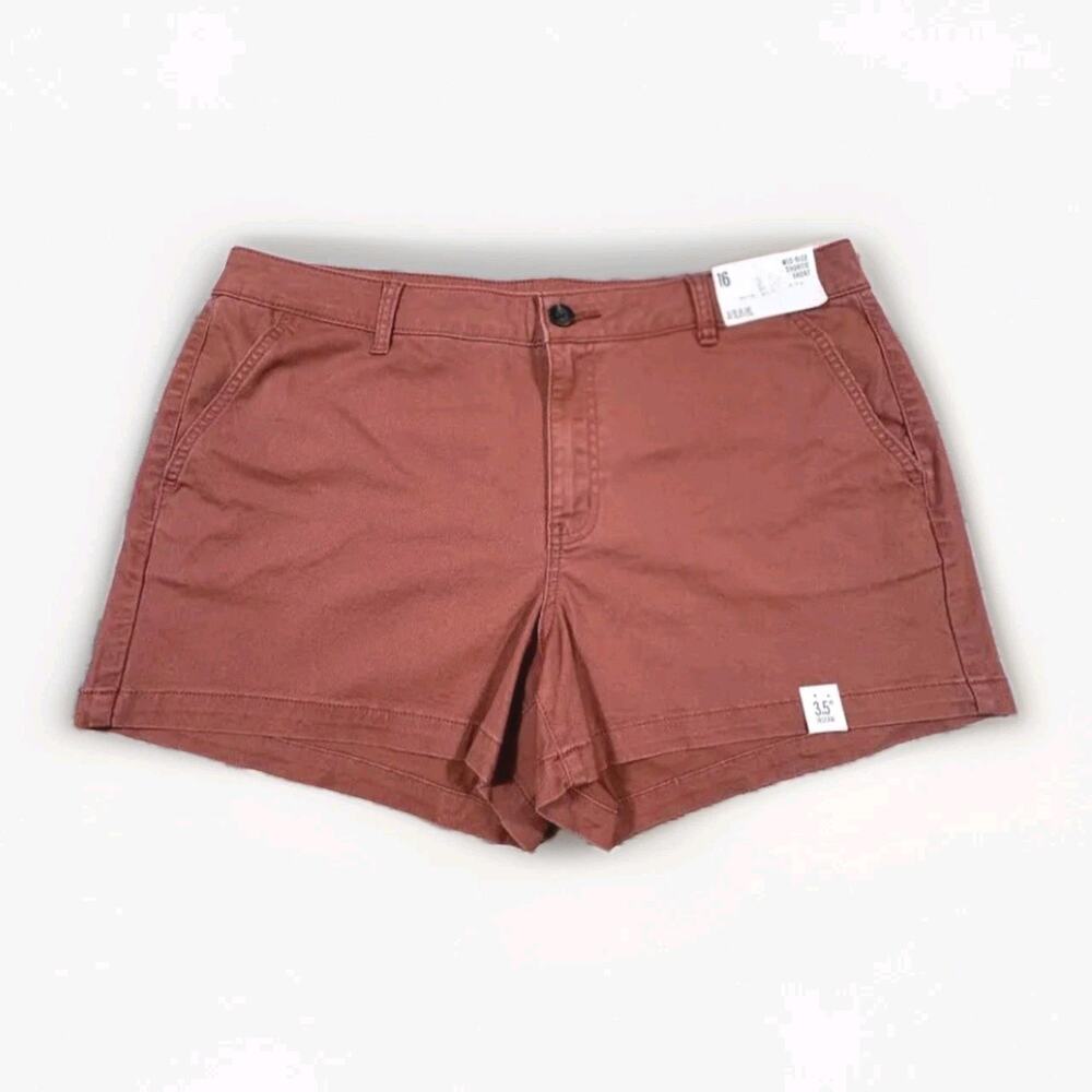 Women's Rust Burnt Orange Chino Shorts Size 16 3.5" Inseam Slash Pockets NWT